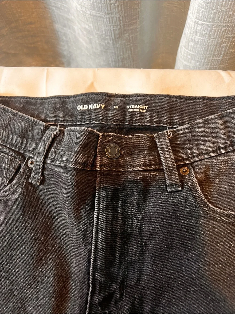 Old Navy Boys Black Straight Jeans - Classic Fit Size 18